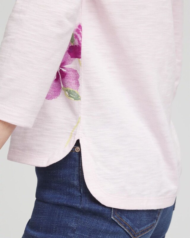 Floral Slub Scoop Neck Tee - image 4